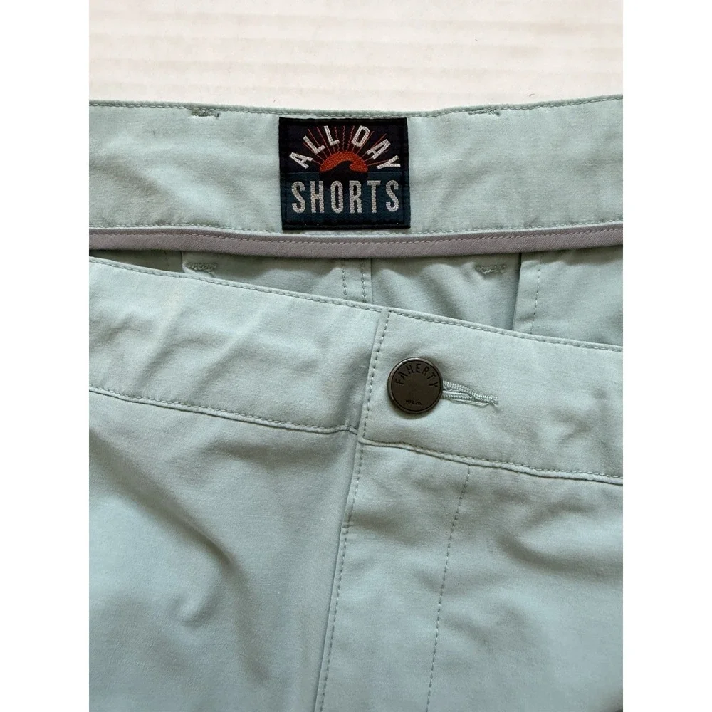 Faherty All Day Shorts Mens 36 Blue Chino Athletic Drawstring Unlined Summer